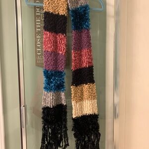 Colorful Patchwork Knit Scarf Long Boho Soft